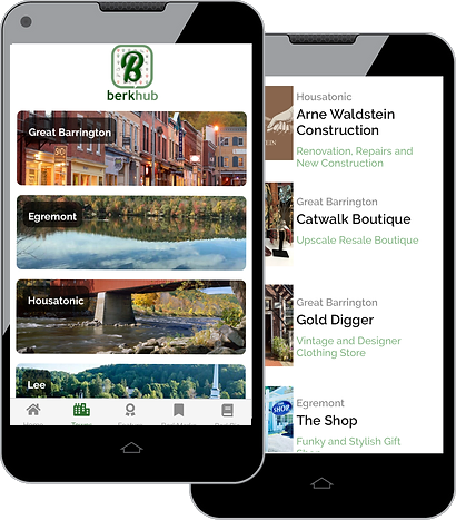 BerkHub App detailed screen view highlighting popular destinations in the Berkshires
