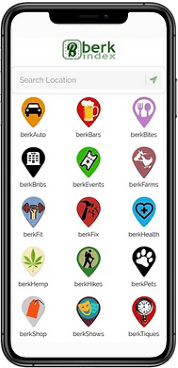 BerkHub App homepage preview showcasing top features for exploring the Berkshires